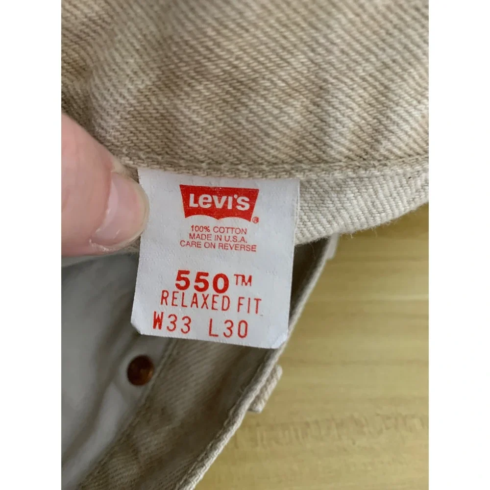 Vintage Levi 550 Jeans Mens 32x30 Beige Relaxed Made USA Distressed (Tag 33x30)